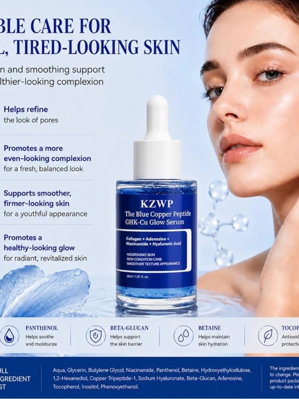 Blue Copper Peptide GHK-Cu Glow Serum - Blue